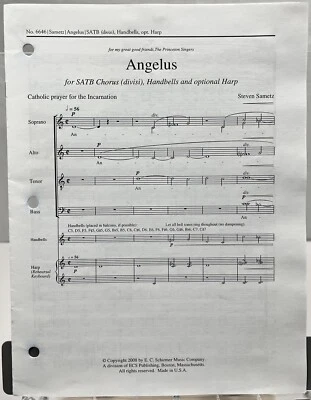 Angelus by Steven Sametz SATB Chorus w Handbells & Harp Sheet Music ECS Pub - Image 1 of 4