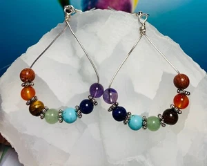 Chakra Earrings, Healing Earrings, Meditation earrings, Chakra Jewelry handcraft - Bild 1 von 6