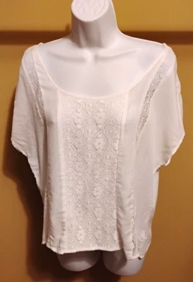 Túnica nova com etiquetas sombra feminina branca boho manga curta fenda traseira tamanho: G - Imagem 1 de 2