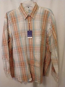 Alan Flusser uomo classico cotone abbottonato manica lunga multicolore plaid XXL - Foto 1 di 8
