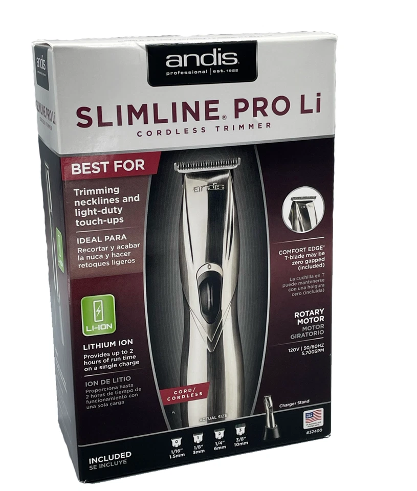 Andis Slimline Pro Li T-Blade Cordless Trimmer - Silver (32400)