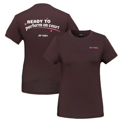 YONEX 24F/W Women's Badminton T-Shirts Sport Tee Casual Dark Brown NWT 249TR012F - Image 1 of 4