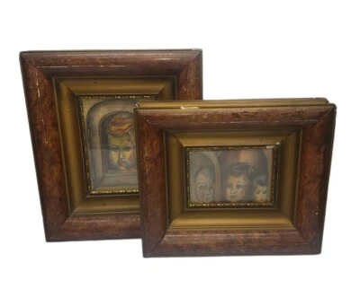 Juego de dos dibujos infantiles vintage enmarcados firmados S. Asaf años 70 Foto 1 de 4