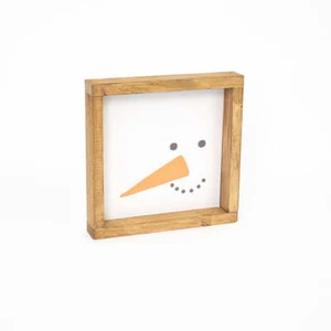 Tavoletta con cornice vera in legno snowman - Picture 1 of 6