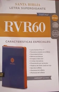 Biblia Letra Supergigante, zipper, indice RVR 1960, 17 pts. Imitacion Piel Azul - Picture 1 of 1