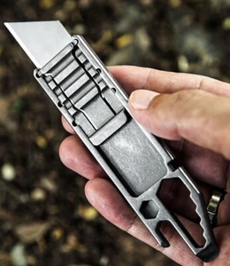 Titanium Utility Knife Opener Crowbar wrench Outdoor Camping EDC Tool Keychain - Picture 1 of 18