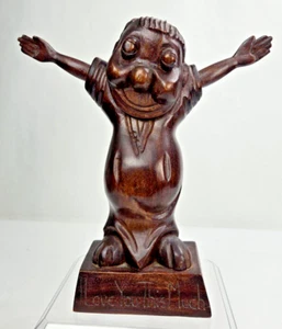 'I Love You This Much' Carved Wood Figurine, 12 Inches Tall - Picture 1 of 12
