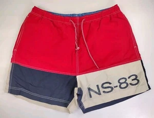 Vintage NAUTICA Swim Trunks NS-83 Men’s Sz Large Red White Blue Lined Shorts 90s - Picture 1 of 7