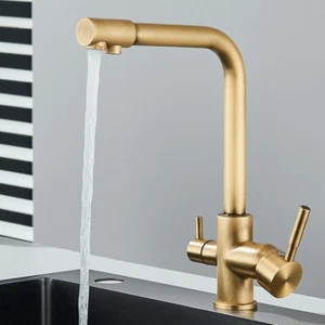 Miscelatore rubinetto cucina 3 vie 360° filtro acqua canna lavello casa ottone - Foto 1 di 10