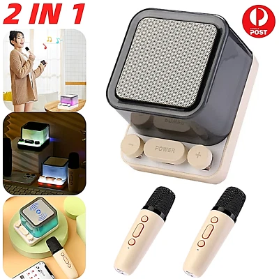2IN1 Speaker Microphone Night Light Karaoke System Wireless Bluetooth Portable - Image 1 of 4