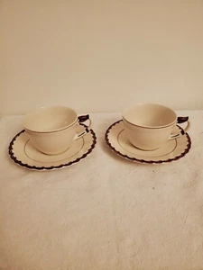 2 Vintage Vernon Kilns Vernonware Monterey Coffee Tea Cups and Saucers 7 ounces - Picture 1 of 7