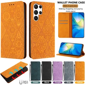 Pattern Case  For Samsung Galaxy S25 S24 S23 S22 S21 S20 PU Leather Wallet Cover - Picture 1 of 36