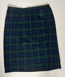 Vintage Pendleton Wool Midi Skirt Sz 18 Black Watch Tartan Plaid Academia Preppy - Picture 1 of 9