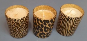 Juego de 3 velas y soportes de patrón animal (leopardo/guepardo/tigre) de 2"" x 2,5 - Imagen 1 de 11