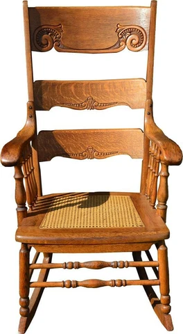 Antique Rocking Chair, Extra Tall Carved Rocker--21247 Cover