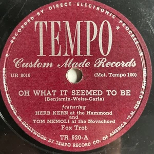 10" 78 RPM-Herb Kern/Tom Memoli-Oh What It Seemed to Be/Lili Marlene/Tempo TR920 - Picture 1 of 4