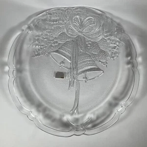 Clear Crystal Holiday Platter Mikasa Christmas Bells Glass 15" Platter Serving - Picture 1 of 5