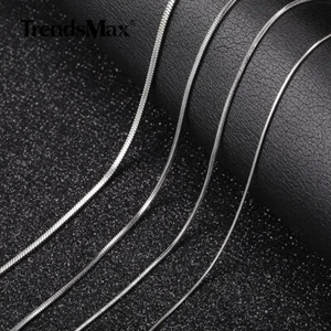 0.9/1.2/1.5/2.0mm Silver Stainless Steel Snake Chain Necklace for Women Men 22" - Picture 1 of 13