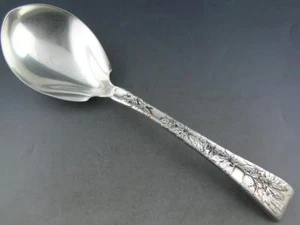 RARE Sterling TIFFANY & CO 9" Berry Serving Spoon LAP OVER EDGE 1880 Acid Etched - Picture 1 of 6
