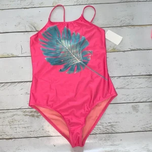 Heart & Harmony Girls Palm Leaf One Piece Swimsuit - Picture 1 of 8