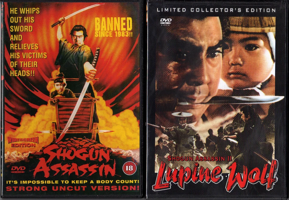 SHOGUN ASSASSIN 1 & 2 LUPINE WOLF Banned Uncut R0 DVDs 684454475821 876543223059 - Image 1 of 1
