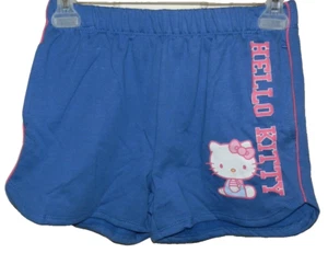 New Girls Large 10-12 Hello Kitty Sweat Shorts Blue - Picture 1 of 2