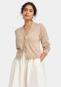 A New Day Women's Front Button Long Sleeve Cardigan Size L Camel - Picture 1 of 8