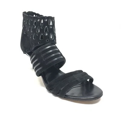 Women's Aquatalia Back Zip Up Sandals Heels Shoes Size 5.5 Black Suede AD10 - Image 1 of 4