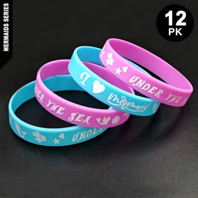 12pcs Mermaid Silicone Bracelets | Under the Sea Rubber Wristbands Party Favor - image 1 of 4