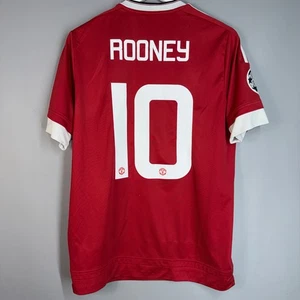 MANCHESTER UNITED ENGLAND 2015/2016 HOME UCL FOOTBALL SHIRT ADIDAS M #10 ROONEY - Picture 1 of 8