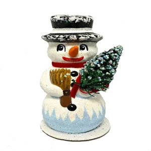 Ino Schaller Top Hat Snowman with Broom German Paper Mache Candy Container New - Picture 1 of 3
