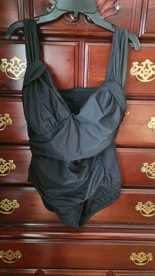 LANDS END 1 PIEZA TRAJE DE BAÑO NEGRO DAMAS TALLA 14 P TRAJE DE BAÑO CONTROL DE BARRIGA Foto 1 de 4