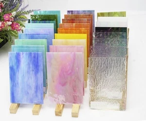 26 Sheets Sparkly Iridescent Stained Glass Sheets Variety Assortment Pack, Op... - Picture 1 of 4