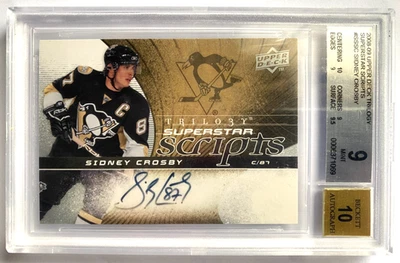 2008-09 Trilogy Superstar Scripts Sidney Crosby Autograph  BGS MINT 9  AUTO 10 - Image 1 of 2
