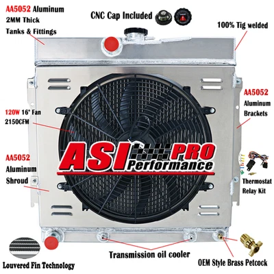 4 Row Radiator Shroud Fan For 1963-1968 Dodge Charger Dart Coronet Plymouth AT - Imagem 1 de 4