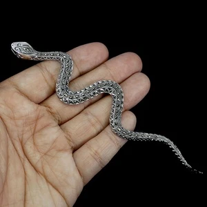 925 Colgante de Plata de Ley Redondo Marcasita Gema Natural Cobra Joyería - Imagen 1 de 14