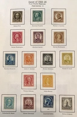 US Scott #551-566 1922-25 1/2c-15c, MOG, H, Lote de 16 Foto 1 de 2