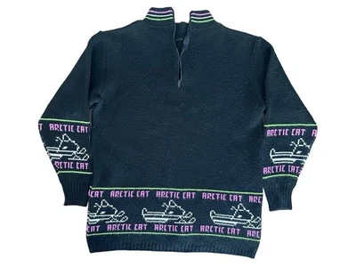 Винтажный Arctic Cat носить снегоход гонки свитер 1/4 молнии назад графический фиолетовый M - Изображение 1 из 4