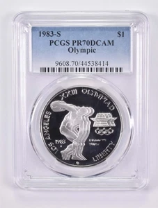 PR70 1983-S DCAM Olympic Disk Commemorative Silver Dollar PCGS *4897 - Picture 1 of 5