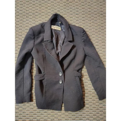Blazer Cuello Lana Vintage Valentino Cinturón Para Mujer 8 Hecho en Italia Negro Foto 1 de 4