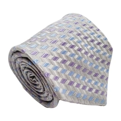 Corbata Michael Kors plateada y púrpura patrón de espiga para hombre corbata de seda Foto 1 de 4