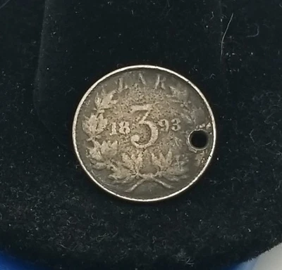 Sudáfrica 1893 3 peniques con agujero #20569 Foto 1 de 2