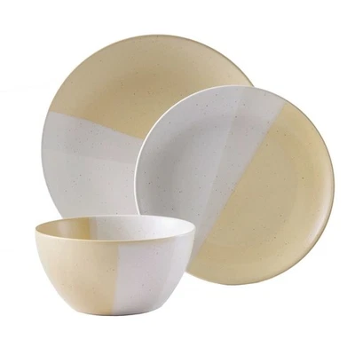 Durable Stoneware 12 Piece Dinnerware Set Microwave Dishwasher Safe Service 4 US - Image 1 of 4