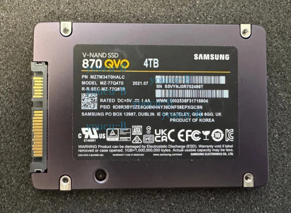 Samsung 870 QVO 4TB SSD 2.5" SATA MZ-77Q4T0 MZ1M34T0HALC V-NAND - Image 1 of 1
