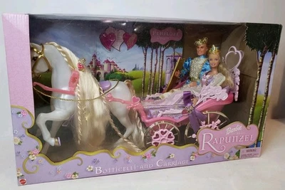 BOTTICELLI HORSE & CARRIAGE W/BARBIE AS RAPUNZEL & KEN AS PRINCE STEFAN MATTEL - Image 1 of 4