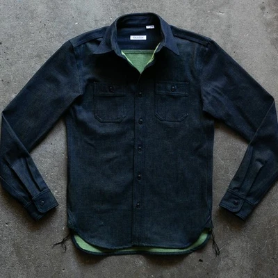Gustin Indigo Warp x Neon Green Weft Denim Workshirt (L) - Image 1 of 4
