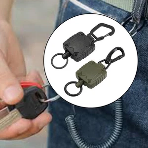 Einziehbarer Schlüsselanhänger wiederverwendbar mit Stahlkordel Abzeichen Rollen Halter für Wandern - Bild 1 von 14