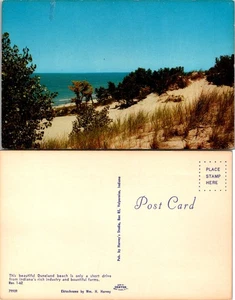 Postcard of Beautiful Duneland Beach Indiana with Sand Dunes and Ocean Scene - Picture 1 of 1