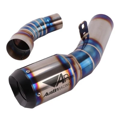 For Kawasaki Ninja ZX6R ZX636 2009-2022 Titanium Exhaust Muffler Pipe Carbon Tip - Image 1 of 4