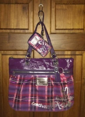 Juego de bolso y muñeca Coach Poppy grande edición limitada tartán a cuadros glamuroso 15886 Foto 1 de 4